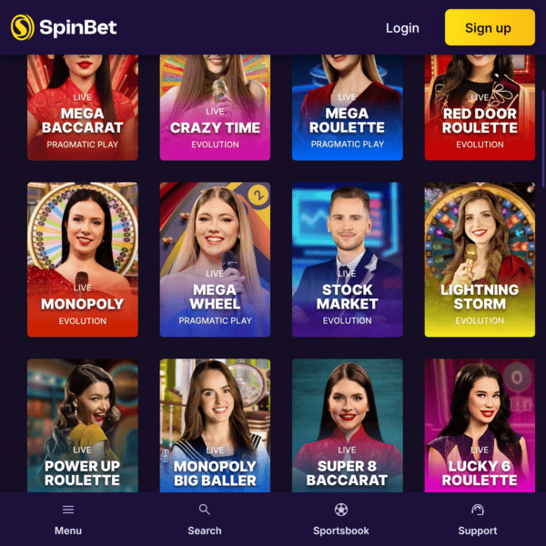 Live Casino Games Spinbet
